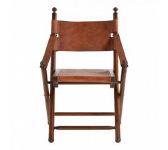 Genuine Brown Leather Folding Chair
