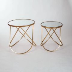 Gin Shu Gold Metal Set of 2 Round Tables