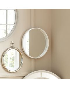 Gloria Glossy White Wood Round Wall Mirror