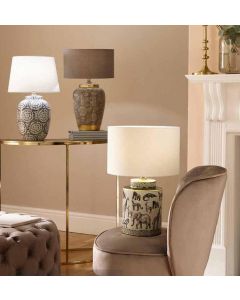 Grey Flower With Gold Metal Ceramic Table Lamp - Base Only