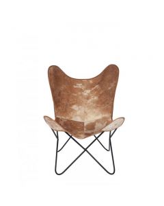 Hide Leather & Iron Butterfly Chair