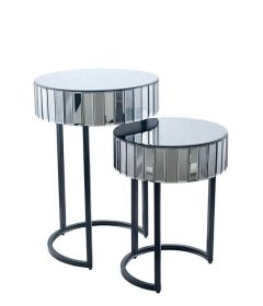 Hollywood Smoked Mirrored Set of Tables