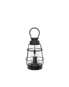Industrial Black Metal & Clear Glass Oil Lantern Effect Table Lamp