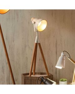 Larkin White Metal & Natural Wood Tripod Table Film Light
