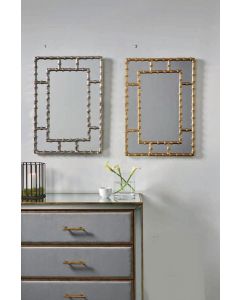 Chloe Silver Metal Bamboo Style Rectangular Wall Mirror