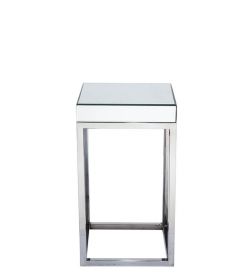 Mirrored & Metal Square Side Table