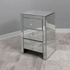 Mirrored 3 Drawer Bedside