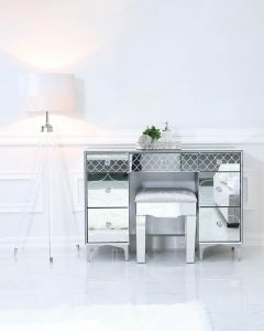 Mirrored Quatrefoil Designed 7 Drawer Dressing Table