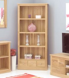 Modern Light Oak Large 3 Drawer Bookcase