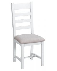 Newholme White Ladder Back Chair Fabric - Box of 2