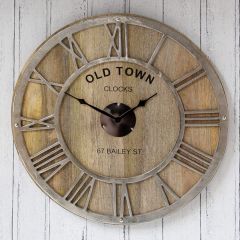 Old Town Mango Wood and Nickel Round Wall Clock