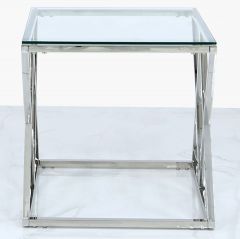 Pearl Stainless Steel and Glass Side Table