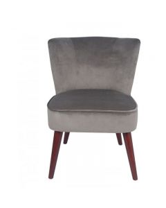 Positano Dove Grey Velvet Retro Cocktail Chair with Walnut Effect Legs