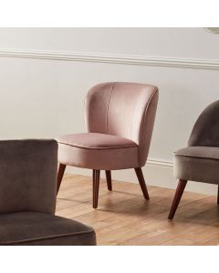 Rimini Blush Pink Velvet Chair with Walnut Effect Legs