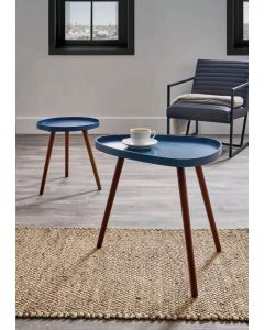 Sapphire Blue and Pine Teardrop Side Table