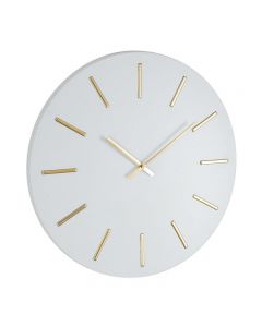 Simplistic Matt White and Gold Detail Round Metal Wall Clock