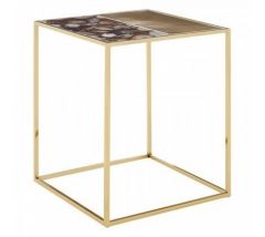Square Agate and Gold Side Table
