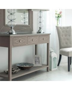 Stone Linen 3 Drawer Console Table