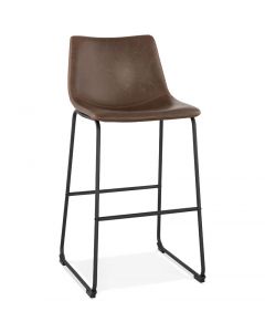 Velam Curve Brown Leather Effect Bar Chair