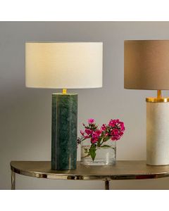 Venetia Green Marble and Gold Metal Tall Table Lamp