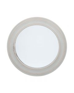 Washed Grey Wood Round Wall Mirror Small