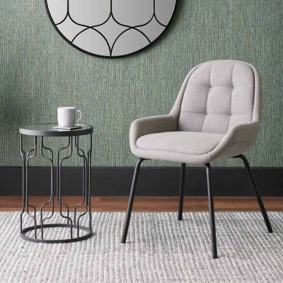 Alba Grey Linen Mix Dining Chair with Black Legs