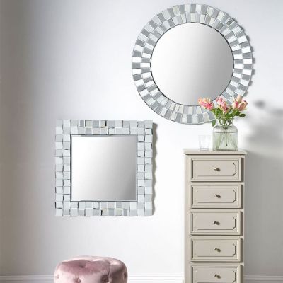 Mirrored Glass Tile Square Wall Mirror