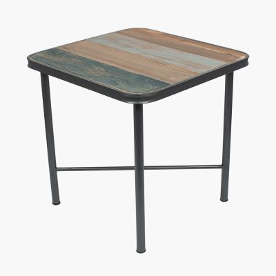 Brooklyn Black Metal and Multi Coloured Wood Square Table    