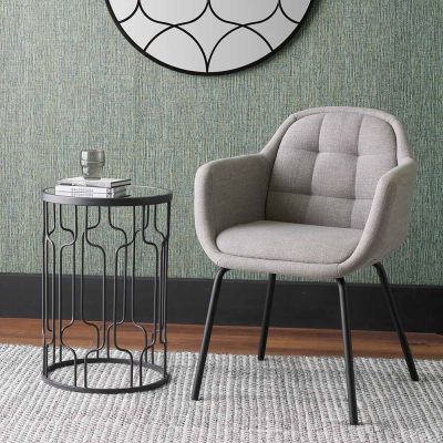 Alba Grey Linen Mix Carver Dining Chair with Black Legs