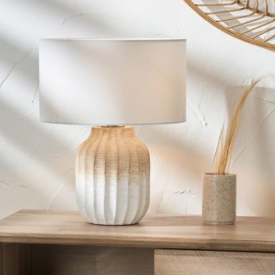 Amalia Natural Ombre Textured Stoneware Table Lamp - Base Only