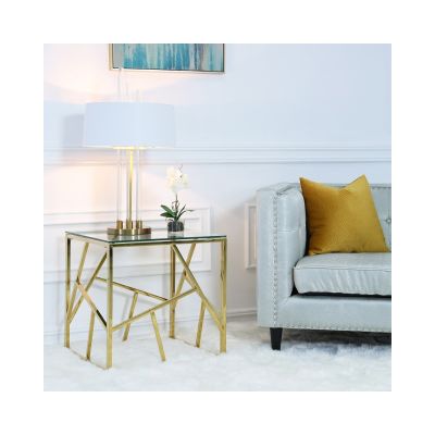 Amber Gold Metal Side Table