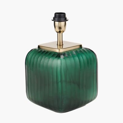 Anais Green Cold Cut Stripe Glass Square Table Lamp - Base Only