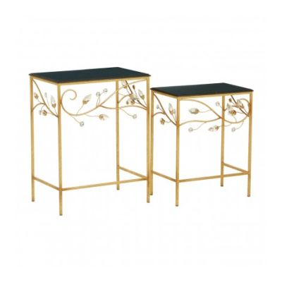 Andrea Set Of 2 Side Tables With Black Wooden Top