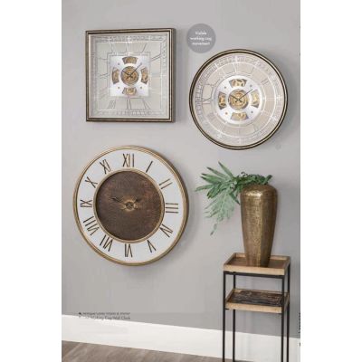 Antique Gold Wood & Mirror Geometric Wall Clock