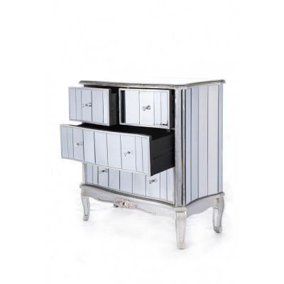 Antonia Shabby Silver Mirrored Chest of Drawers
