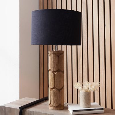 Aurelia Embossed Natural Wood Tall Table Lamp - Base Only