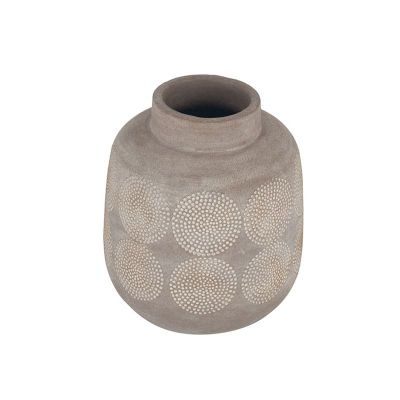 Aztec Matt Grey Embossed Stoneware Vase