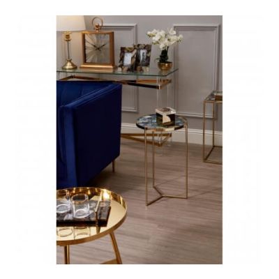 Blue Agate and Gold Side Table