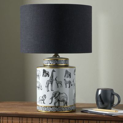 Black and White Safari Print Ceramic Table Lamp - Base Only