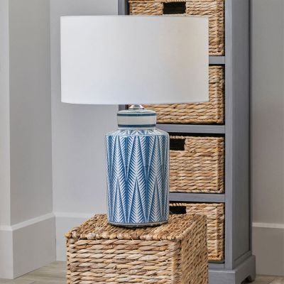 Blue and White Aztec Pattern Ceramic Table Lamp - Base Only