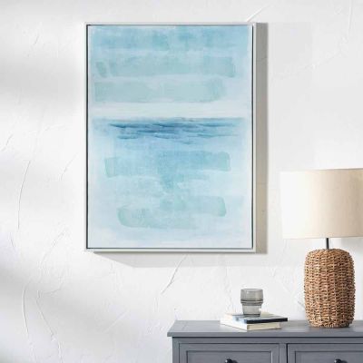 Blues Abstract Canvas with White Frame