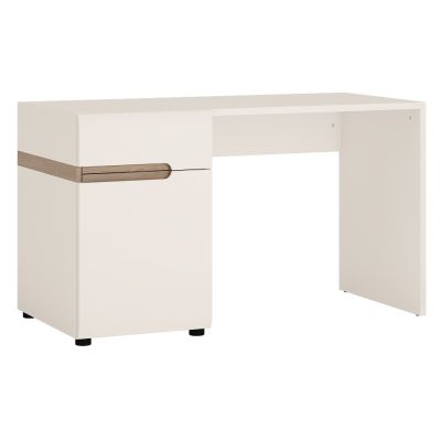 Chelsea Desk Dressing Table In White Gloss With An Oak Trim