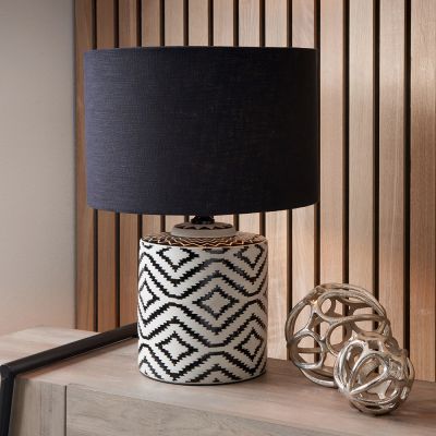 Chirala Black and White Ikat Ceramic Table Lamp - Base Only