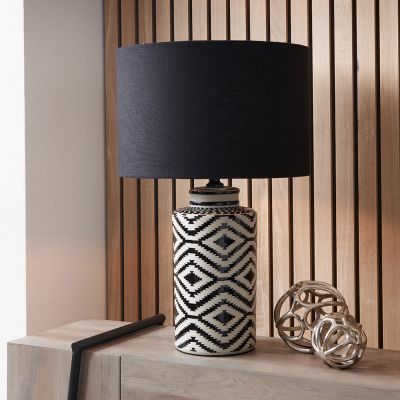 Chirala Black and White Tall Ikat Ceramic Table Lamp - Base Only