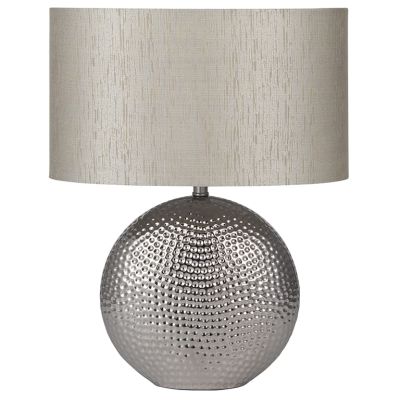 Chrome Hammered Ceramic Table Lamp with Silver Shade