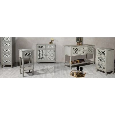 Clara Grey Mirrored Side Table