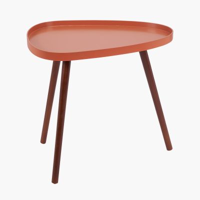 Clarice Tobacco MDF and Brown Pine Wood Teardrop Side Table