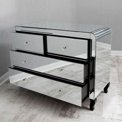 Clear Bevelled Edge Mirrored 2+2 Chest