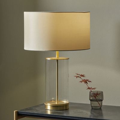 Clear Glass and Champagne Metal Table Lamp - Base Only