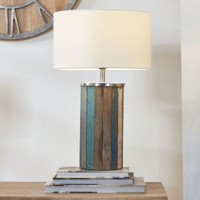 Coastal Distressed Wood Tall Table Lamp